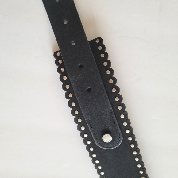 TAHARI Scallop Hem Stud Black & Silver Stud Accent Belt - Picture 6 of 10